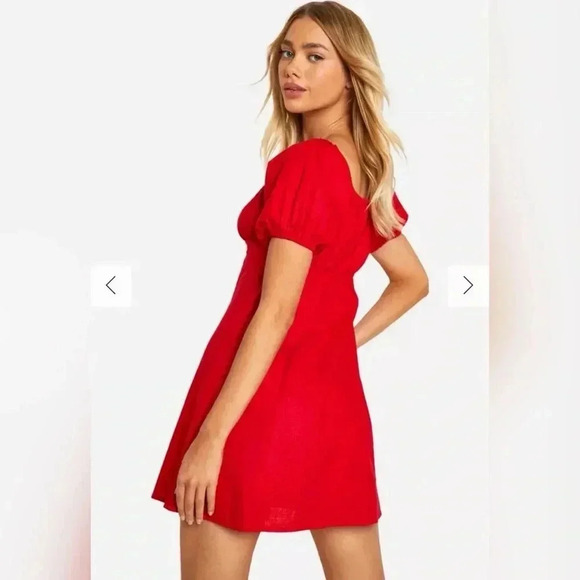 Tibi New York Red Silk Short Sleeve Baby Doll Holiday Dress Size $395 - Picture 3 of 5